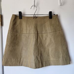 Free People Army Green Microsuede Mini Skirt Size 6 Boho Vegan Suede